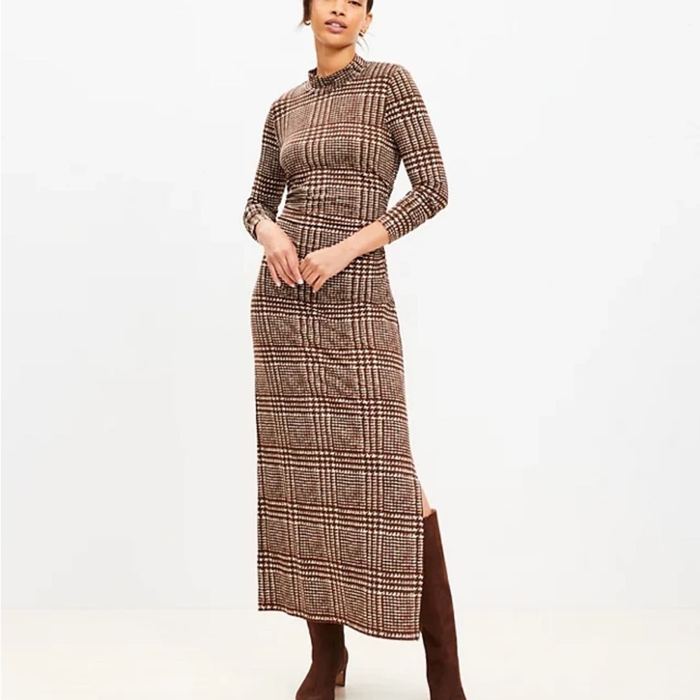 LOFT Houndstooth Sheath Dress with Slit